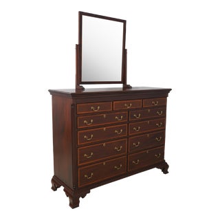 Robert Johnson Large Bench Made Mahogany Dresser W. Mirror For Sale