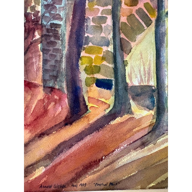 Watercolor - Arnold Weber (1931-2010) Central Park For Sale - Image 10 of 11