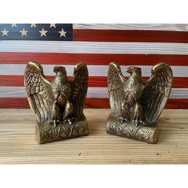Mid 20th Century Brass Federal Style Eagle Bookends - A Pair For Sale - Image 17 of 18