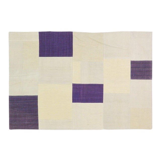 Vintage Turkish Patchwork Flatweave Wool Rug, 3'3''x5' For Sale