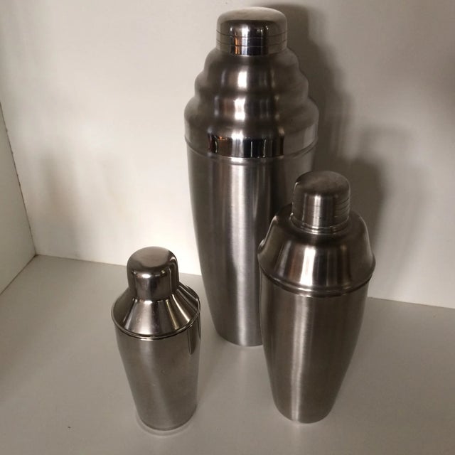 Set of 3 Stainless Steel Cocktail Shakers For Sale - Image 13 of 13