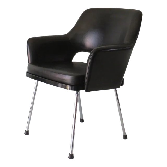 Modernist Armchair in Chrome and Skai, Belgium, 1960s For Sale