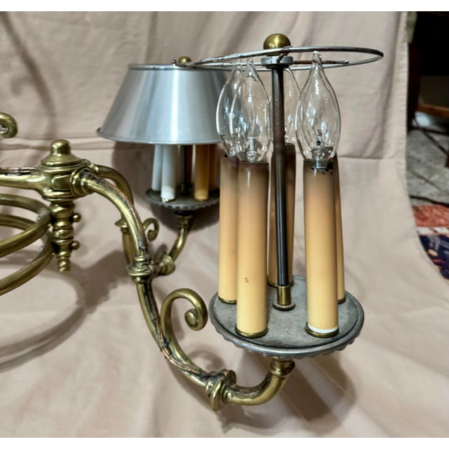 Early 20th Century Large Georgian Bouillotte Style Brass & Metal 4 Arm (20 Light) Billiard/Snooker Table Light For Sale - Image 11 of 12