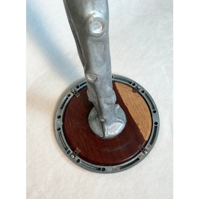 1970s Vintage Drink Table Solid Cast Aluminum Tree Trunk Design For Sale - Image 11 of 12