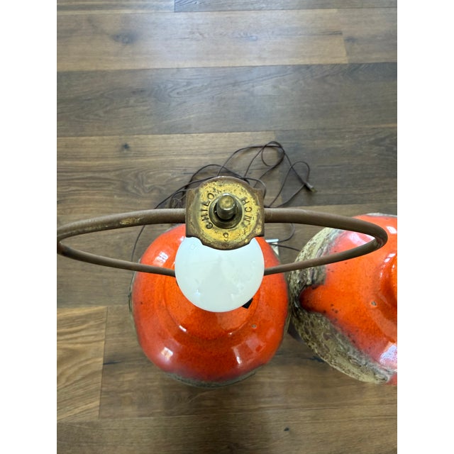 Vintage Mid Century Drip Glaze Ceramic Table Lamps – a Pair For Sale - Image 6 of 9