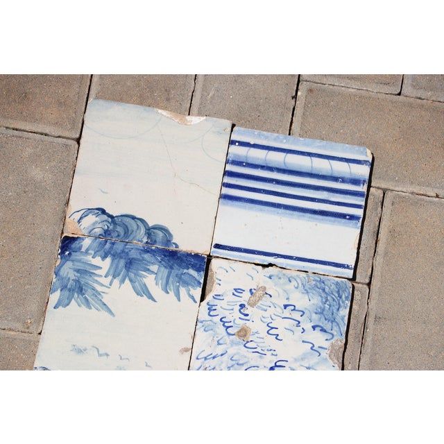 Baroque 18th Century Portuguese Blue & White Scenic Baroque Tiles, Antique Set of 8 For Sale - Image 3 of 9
