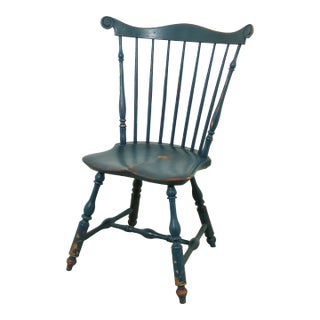 Blue Painted Finish Windsor Side Chair For Sale