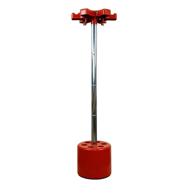 Red Plastic and Chrome Vip Coat Rack attributed to Lucci and Orlandini for Velca, Italy, 1970s For Sale