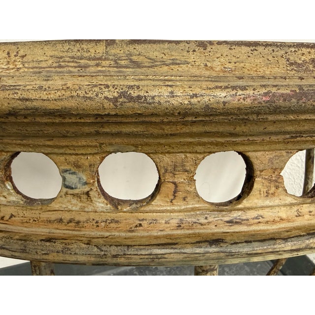 Metal Restoration Hardware Hayrack Cast Iron Demilune Console Table For Sale - Image 7 of 12