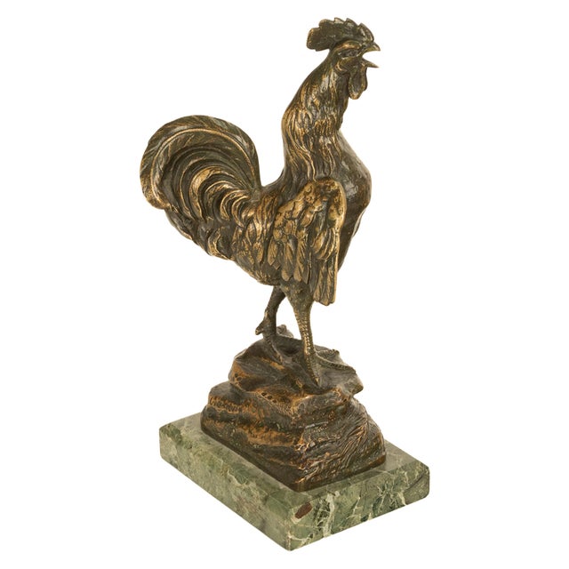 Sculpture Materials Antique French Bronze Animalier Sculpture Statue Rooster Cockerel Chicken by Louis-Albert Carvin, 1900 For Sale - Image 7 of 14