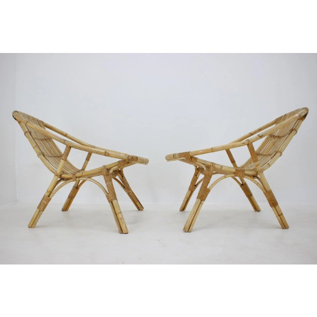 Garden Rattan Table and Armchairs by Alan Fuchs, 1970s, Set of 4 For Sale - Image 4 of 8