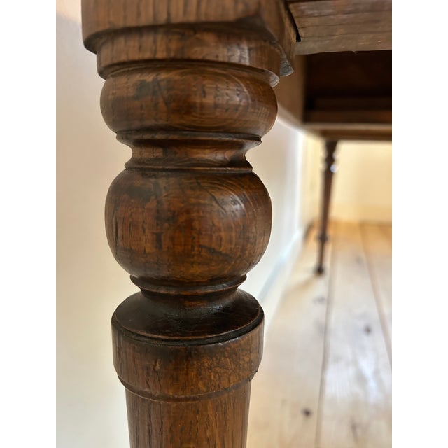 Antique English Library Desk With Leather Top For Sale - Image 15 of 16