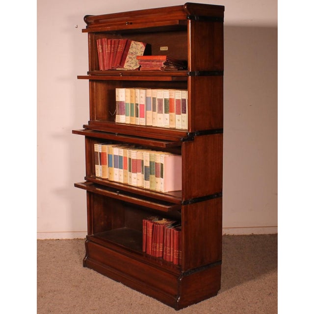 Four-Section Mahogany Bookcase with a Projecting Front from Globe Wernicke For Sale - Image 11 of 12