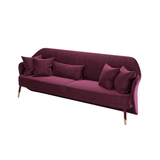 Contemporary Bhutan Bordeaux Velvet Sofa by Javier Gomez For Sale - Image 3 of 3