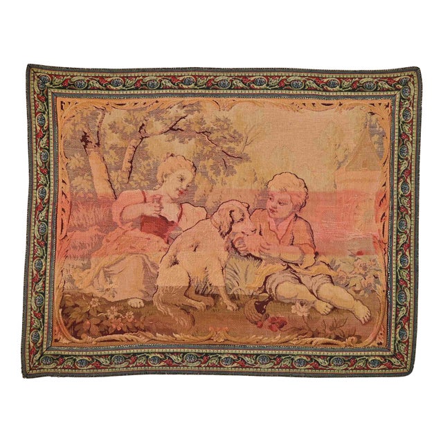 Tapestry with Bucolic Scene, 1950s For Sale