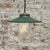 Vintage Petrol Enamel, Brass, and Glass Pendant Light For Sale - Image 4 of 5