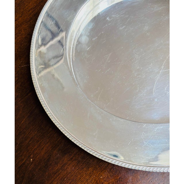 Art Deco Rare Antique Hardy Bros. Sydney and Brisbane- Made in England- Sterling Silver 12” Round Beaded Tray For Sale - Image 3 of 9