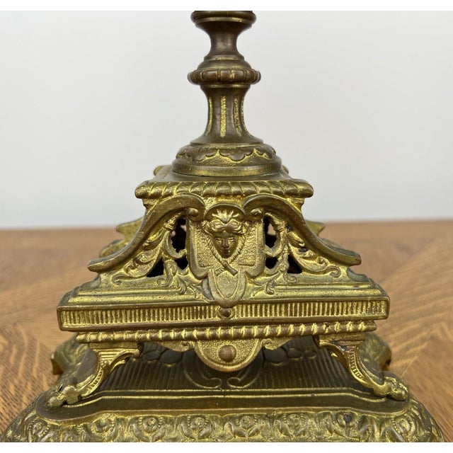 French Style Five-Arm Candleholders in Brass, Set of 2 For Sale - Image 14 of 18