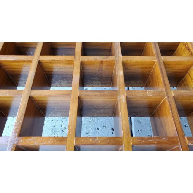 Brown 1950s Vintage Gio Ponti Style Grid Pattern Coffee Table With Paddle Like Legs For Sale - Image 8 of 12