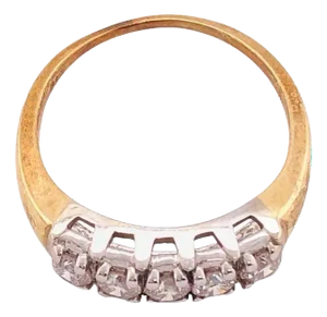 14Kt Two-Tone Yellow and White Gold Ring Wedding Band With Five Diamonds 1.00tdw