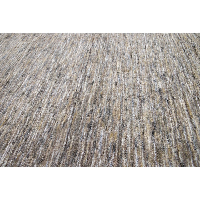 Contemporary Modern Texture Handmade Wool Rug in Beige Color For Sale - Image 3 of 9