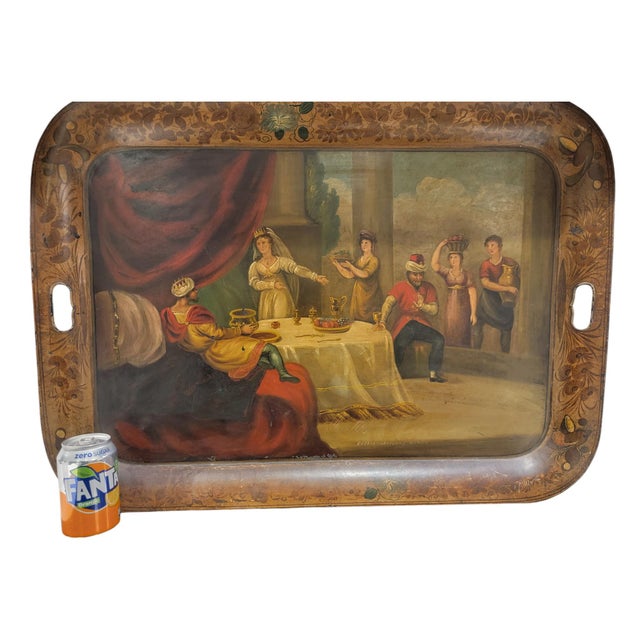 Victorian Toleware Narrative Tray attributed to H. Meeson For Sale - Image 10 of 11