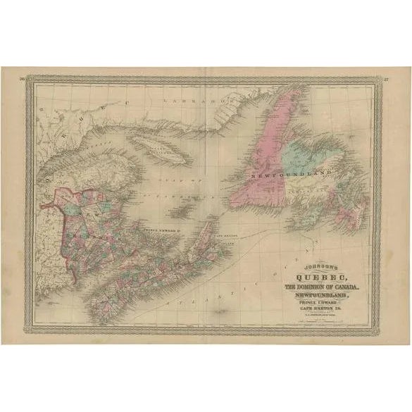 Antique Map of New Brunswick by Johnson, 1872 For Sale - Image 6 of 6