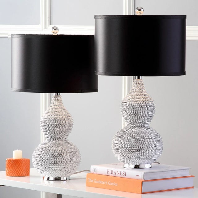 24.5 Inch H Bead Base Table Lamp in Silver - a Pair For Sale In Philadelphia - Image 6 of 7