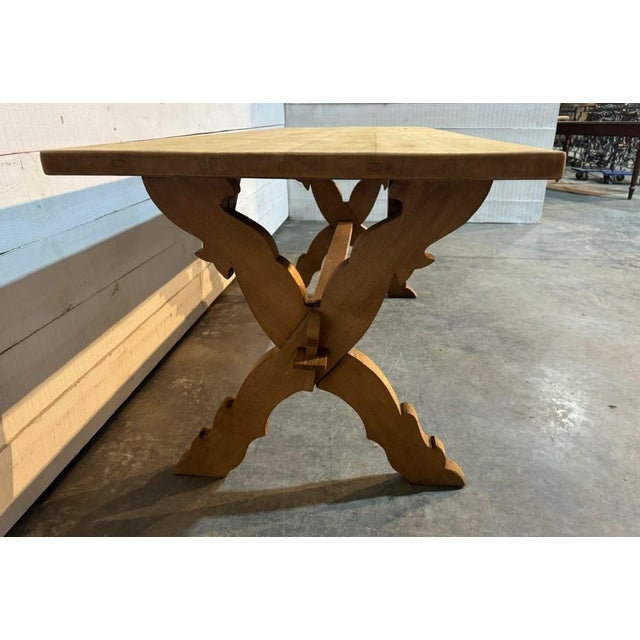 1920s Oak Farmhouse Dining Table, 1925 For Sale - Image 5 of 10