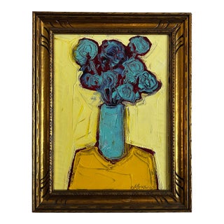 Contemporary Original Alexandra Brown Modernist Pop Abstract Still Life Vintage Frame For Sale