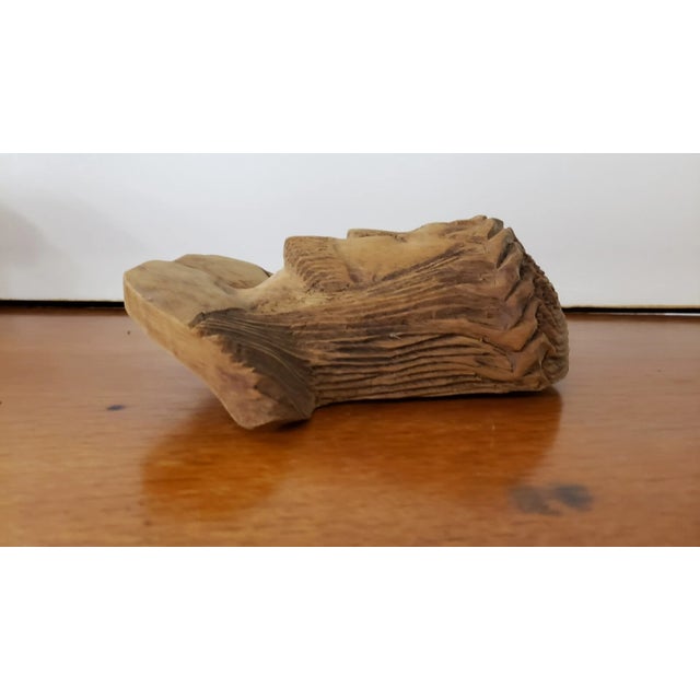 1980s Vintage Wooden Hand Carved Jesus Face Sculpture For Sale - Image 5 of 6