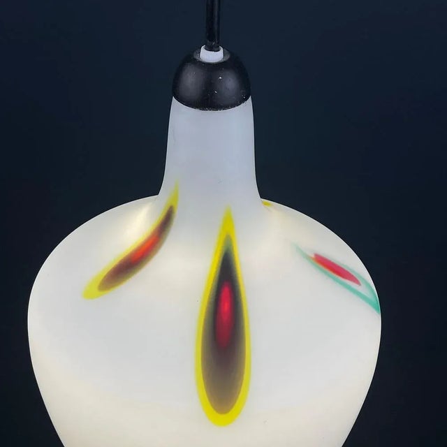 Mid-Century Multicolor Opaline Murano Glass Pendant Lamp from Stilnovo, Italy, 1950s For Sale - Image 6 of 13