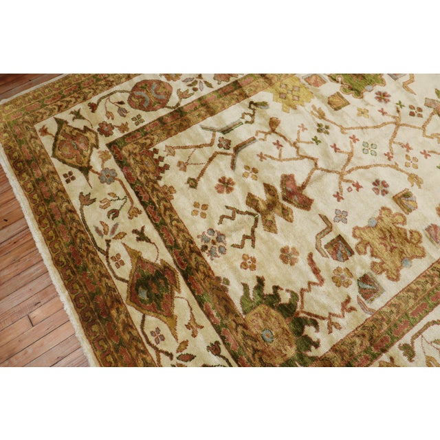 Textile Vintage Inspired Angora Wool Ivory Oushak Rug For Sale - Image 7 of 11