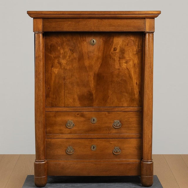 Empire Walnut Secretary Desk For Sale - Image 9 of 9