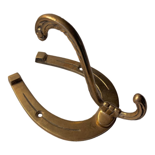Mid 20th Century Solid Brass Horseshoe Hook For Sale
