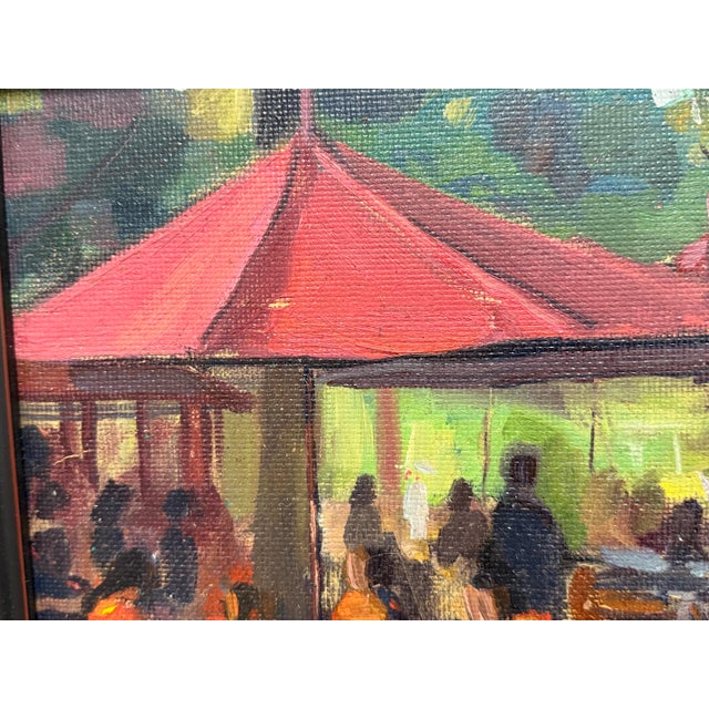 2000 - 2009 William Daniel Pfahl Pittsburgh Zoo Outdoor Cafe Oil on Canvas, Circa 2008 For Sale - Image 5 of 12