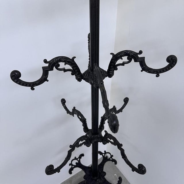 Large Ornate Cast Iron Hall Tree Coat Stand with Twelve Hooks For Sale - Image 11 of 14