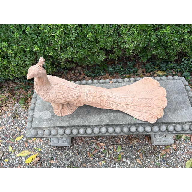 Mid 20th Century Vintage Italian Terracotta Peacock Sculpture For Sale - Image 5 of 12