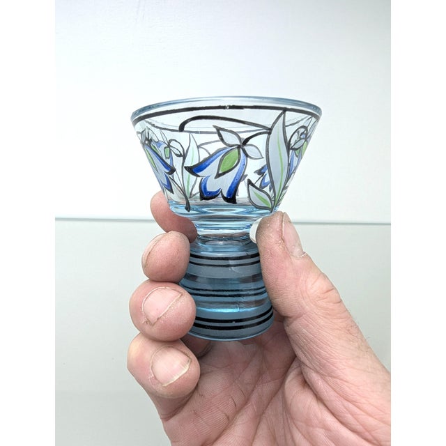 Vintage Art Deco Carafe with Glasses in Hand-Painted Crystal Glass, 1930, Set of 5 For Sale - Image 11 of 17