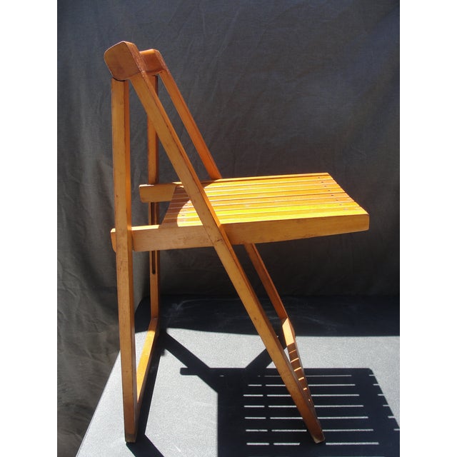 1960s Mid Century Modern Romanian Slatted Wood Folding Chair Chairish