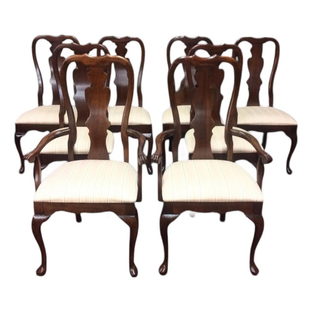 Vintage Dining Chairs, Queen Anne Chairs, Set of Eight For Sale