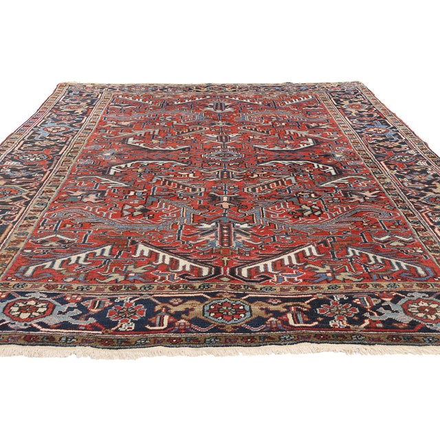 Mid-Century Modern Antique Red Persian Dragon Heriz Rug - 07'00 X 10'00 For Sale - Image 3 of 9