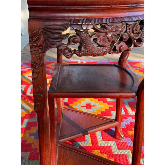 1930s Rosewood Demi-Lune Console With Marble Inlay For Sale - Image 9 of 9