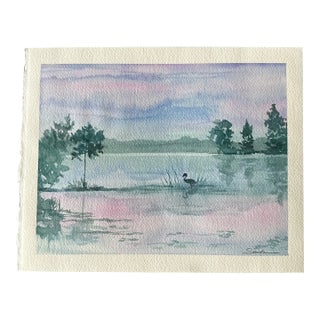 “As the Day Wanes” Original Watercolor Landscape by Nancy Smith For Sale