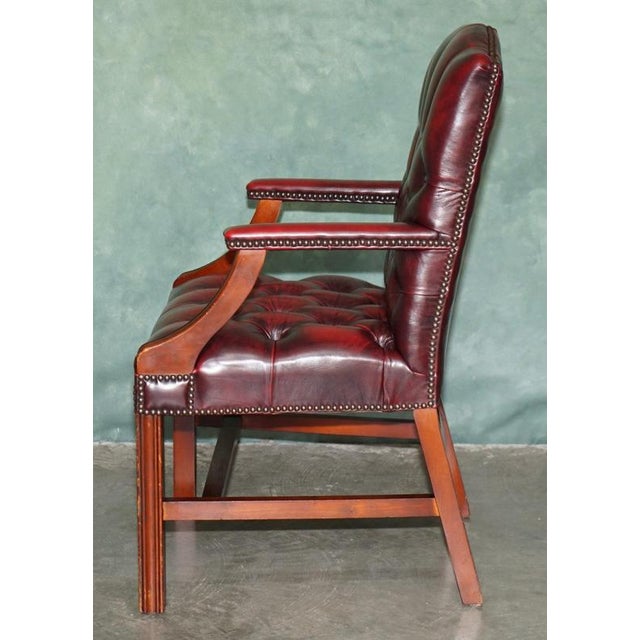 Georgian Oxblood Leather and Hardwood Gainsborough Library Armchair For Sale - Image 15 of 17