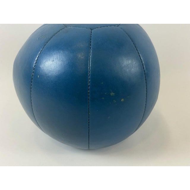 Animal Skin Vintage Blue Leather Medicine Ball, 1960s For Sale - Image 7 of 9