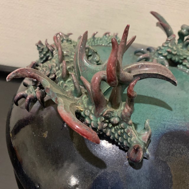 Late 20th Century Artist Signed Hawaiian Sculptural Dragon Vessel For Sale - Image 5 of 11