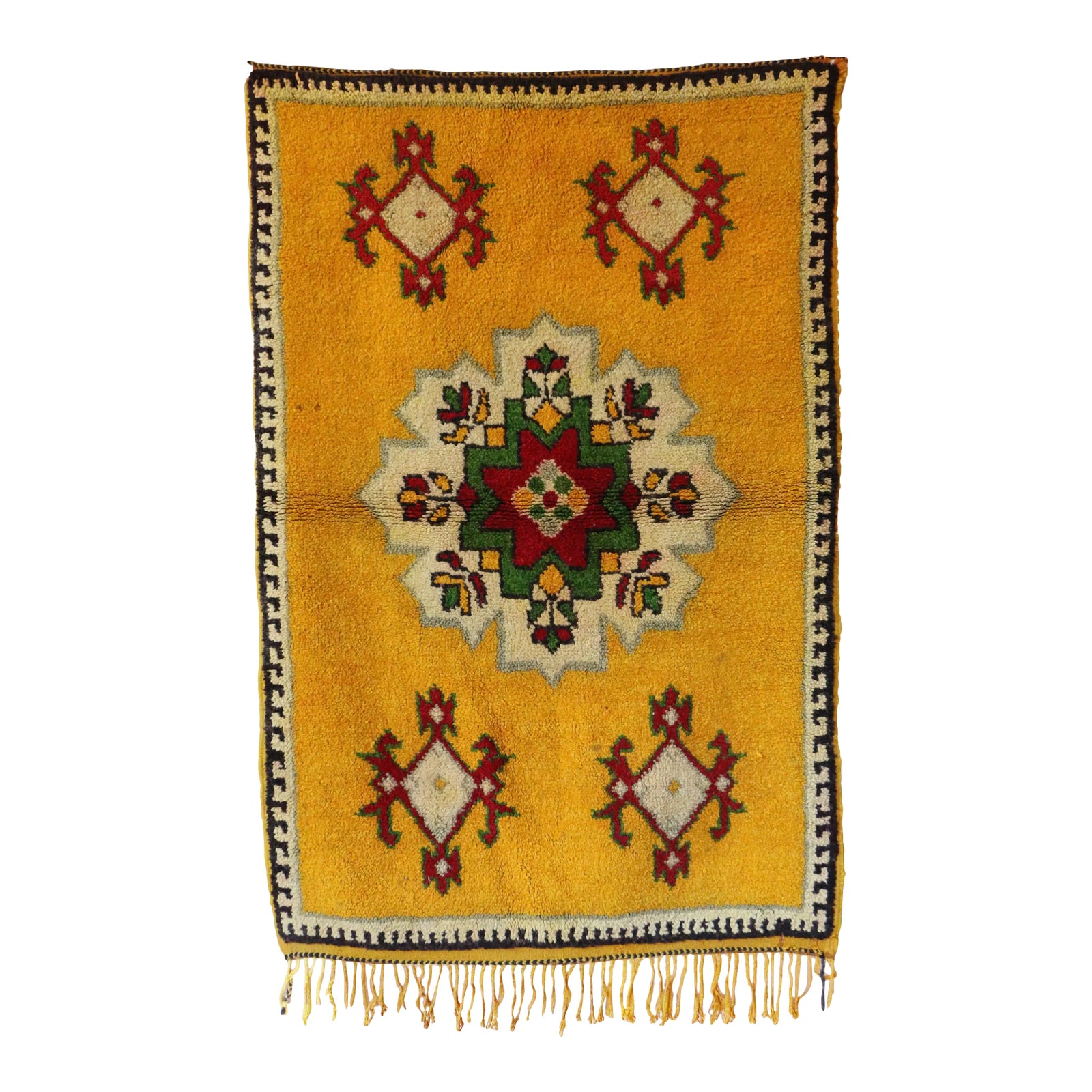 Small Vintage Yellow Moroccan Rug 3x5 Ft | Chairish
