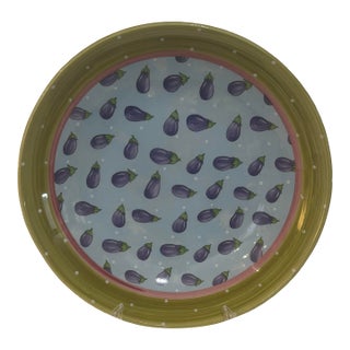 1990s Large Bois D’Arc Eggplant Serving Bowl by Heather Outlaw Kurpis for Essex Collection Portugal 14.5” For Sale