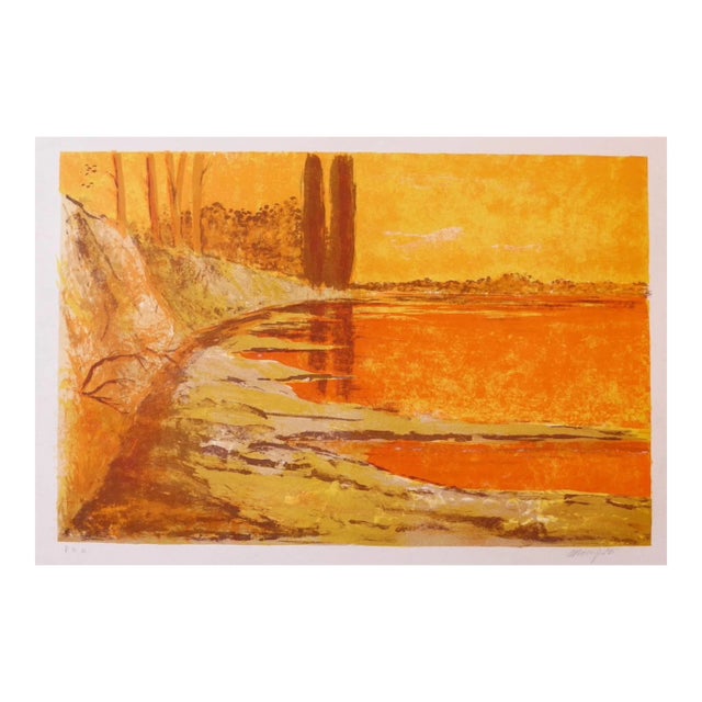 Mario Doors, Landscape, Original Lithograph, 1970s For Sale